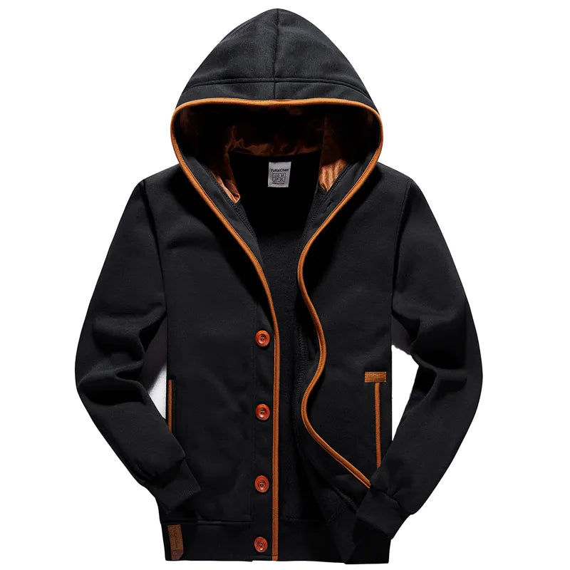 Mens Fleece Lined Hoodie Jacket Casual Zipper Thicken Coats Winter Warm  Quilted Jackets Hooded Thermal Outdoor Coat