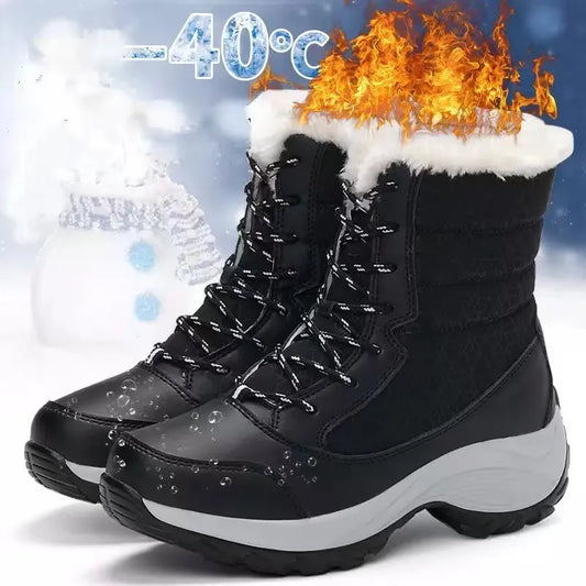 Women ankle Boots Waterproof Winter Shoes Women Snow Boots Platform Keep Warm Ankle Winter Boots With Thick  Heels