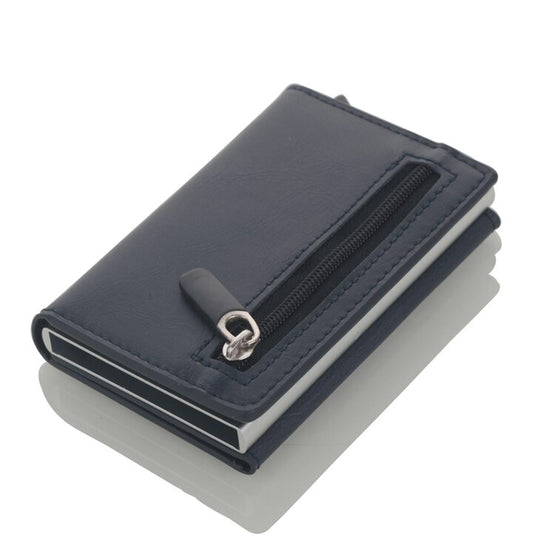 Credit Card Holder/Wallet, New Aluminum Box Card Wallet RFID PU Leather Pop Up Card Case Magnet Carbon Fiber Coin Purse
