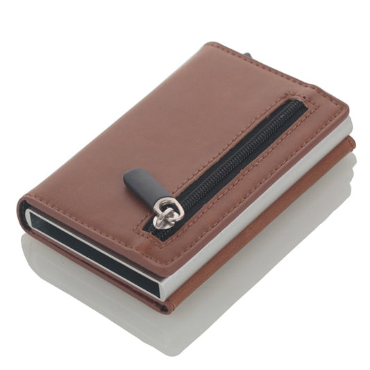 Credit Card Holder/Wallet, New Aluminum Box Card Wallet RFID PU Leather Pop Up Card Case Magnet Carbon Fiber Coin Purse