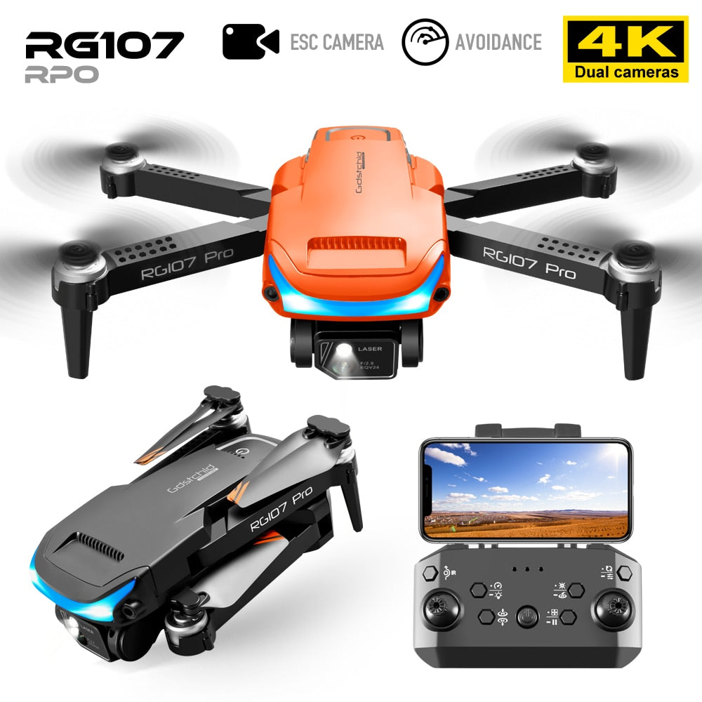4K HD Dual Camera WIFI FPV Remote Control Quadcopter RC Drone. Profesional Obstacle Avoidance UAV RG107 Drone 4k